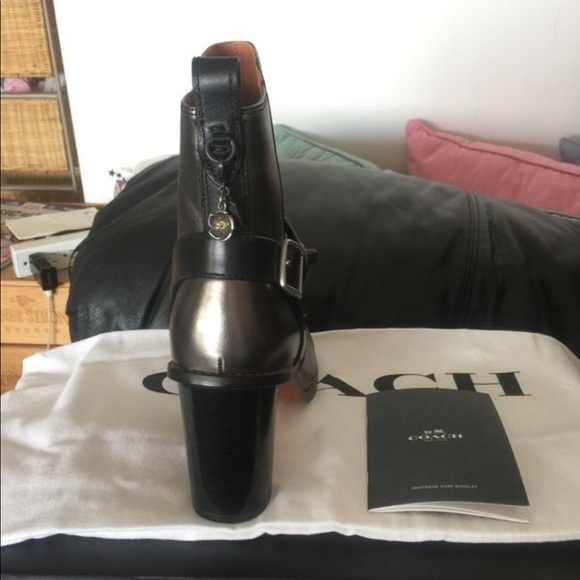 COACH Moto Heel Ankel Booties, Gunmetal/black - Picture 5 of 6